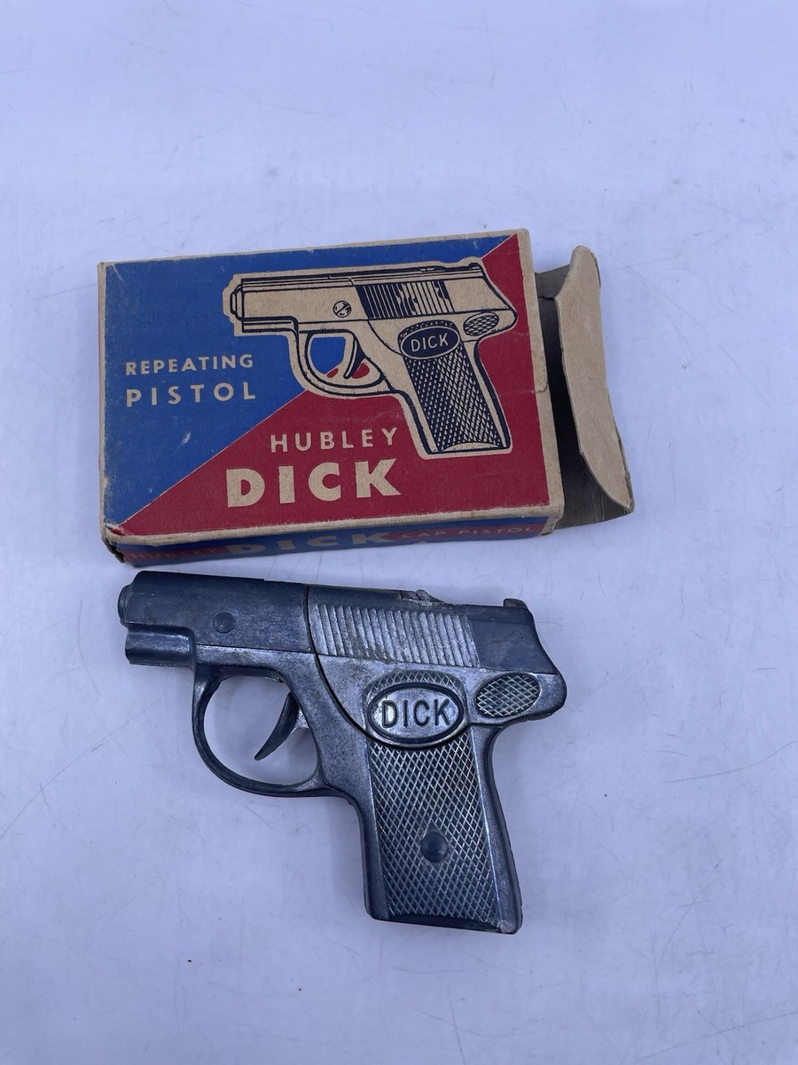 VINTAGE 1950 HUBLEY DICK TRACY DIECAST NICKEL PLATED CAP GUN w