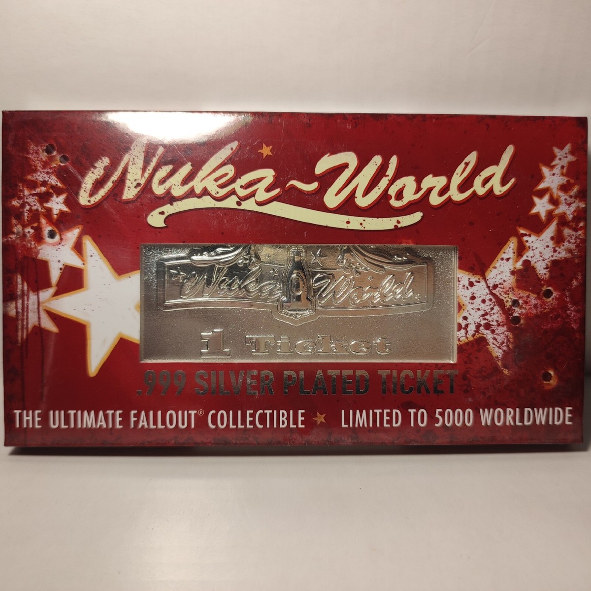 Fallout Nuka World Ticket Replica Silver Plated Ingot Official