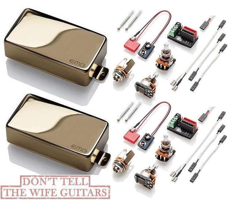 EMG 81 + 85 GOLD ACTIVE HUMBUCKER GUITAR PICKUP SET SHORT SHAFT
