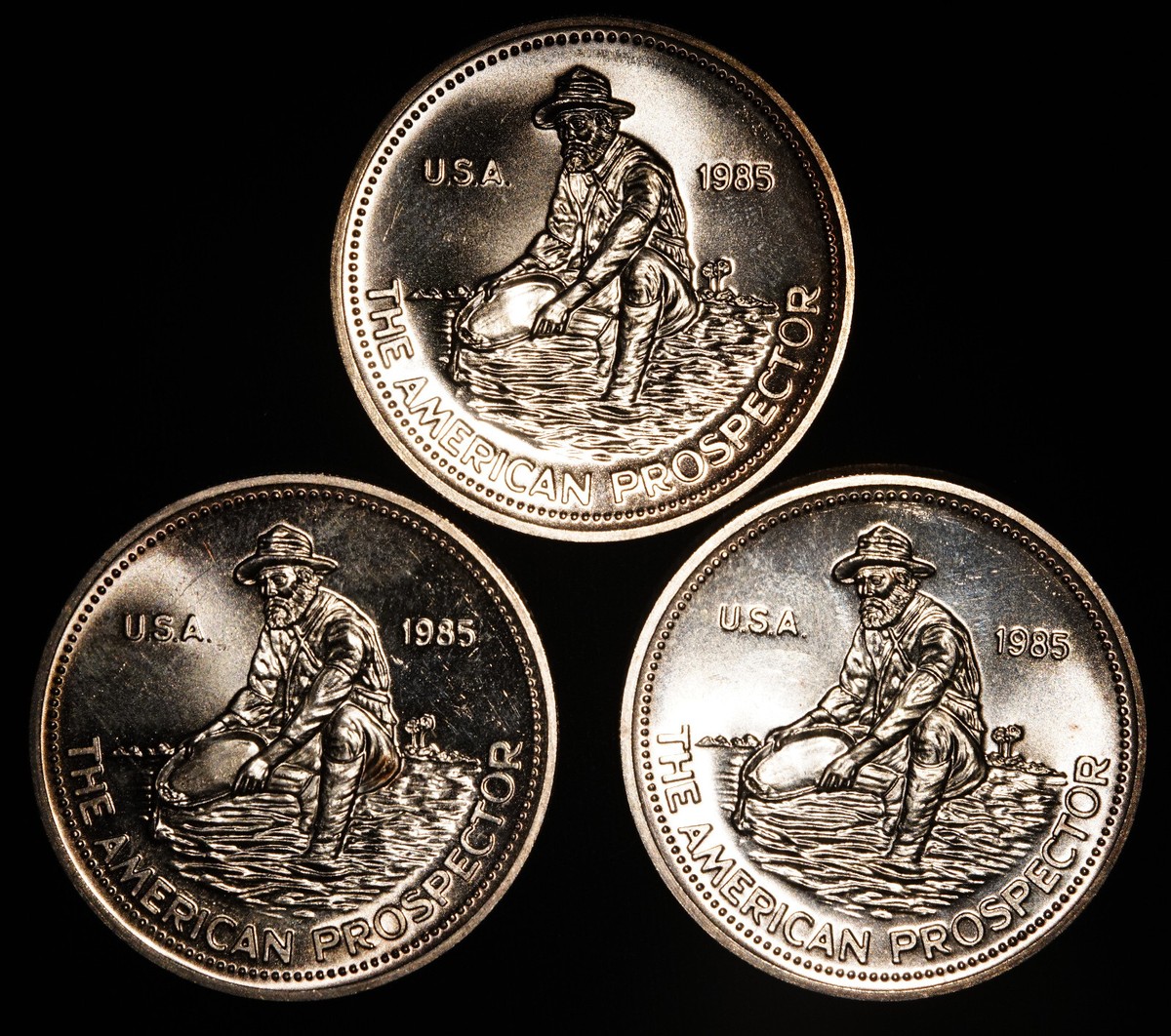ONE 1985 Engelhard American Prospector 1 troy ounce 999 Silver art