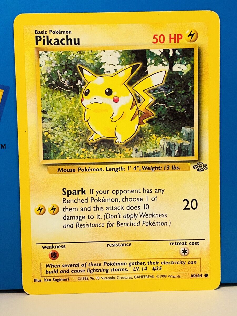1999 JUNGLE SET - PIKACHU - #60/64 - POKEMON CARD - RARE! ORIGINAL