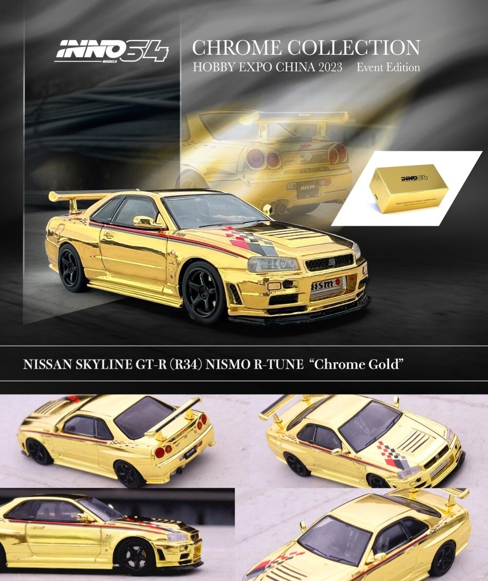 INNO64 Nissan GT-R R34 Nismo R-Tune Gold Chrome Hobby Expo 1/64 | eBay