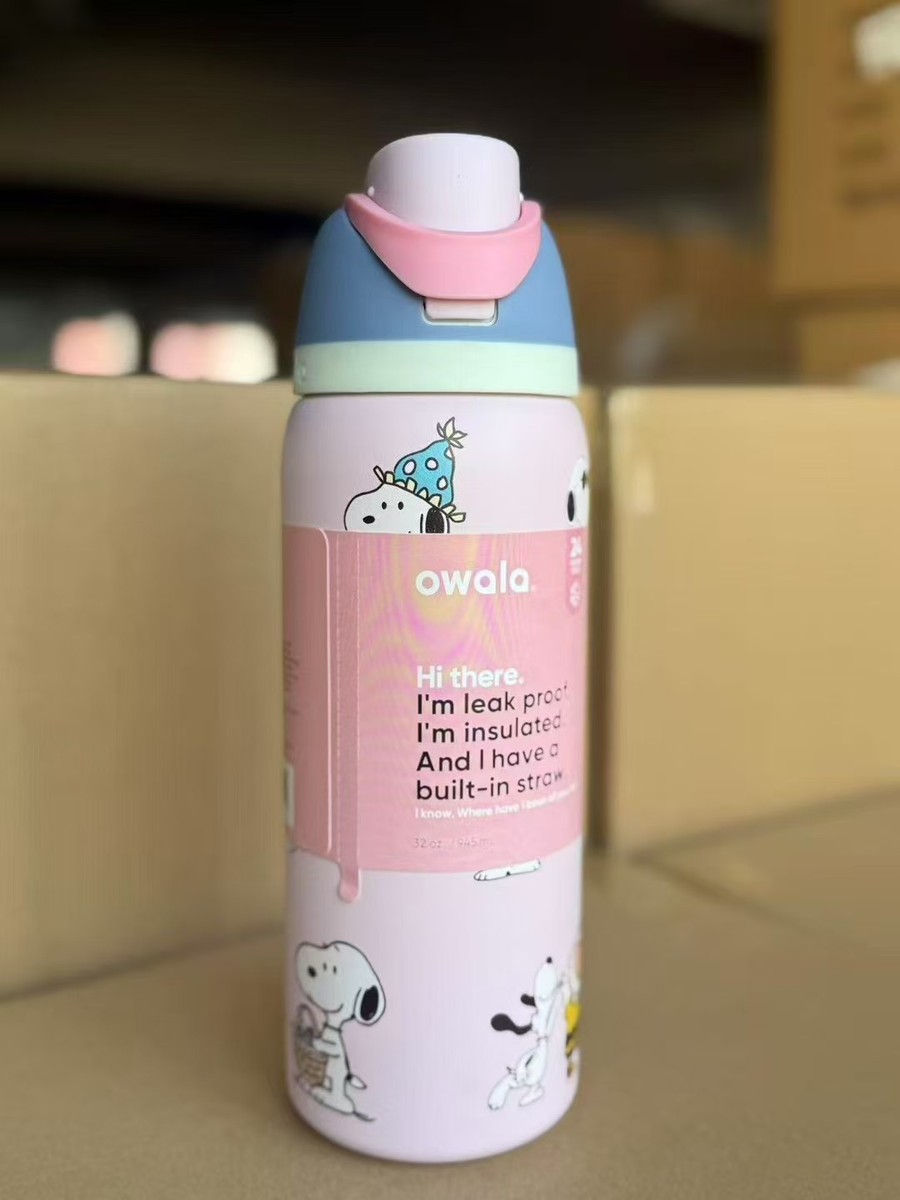 New Snoopy Owala 32oz Pink Water Bottle Stainless Steel Exclusive