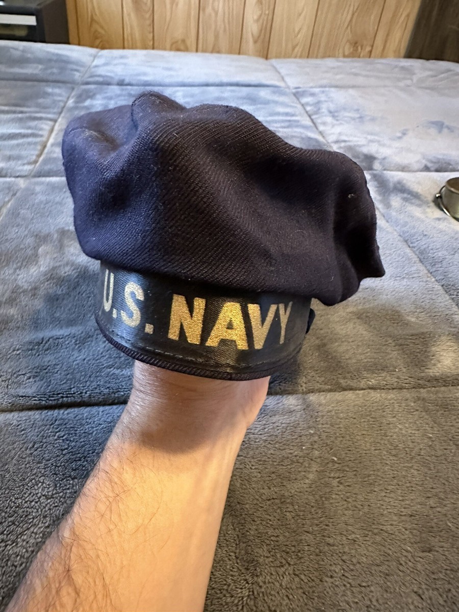 Original WW2 US Navy Hat Dark Blue Vintage Sailor Flat/Beret Style