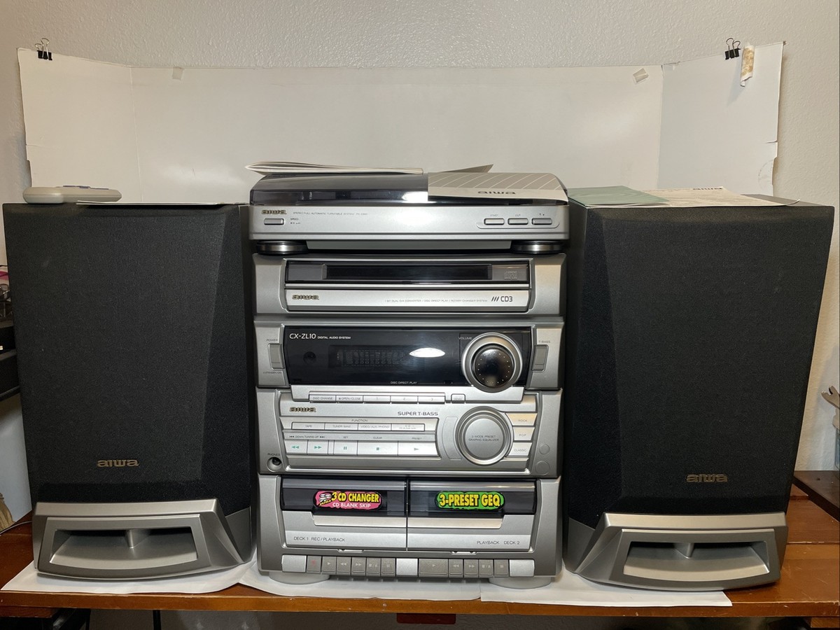 AIWA CX-ZL10 Stereo, PX E860 Turntable, Remote, Antenna & Manuals