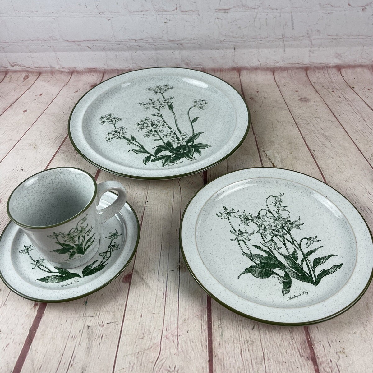 Vintage Noritake Stoneware Mountain Flower Dinner & Salad Plates