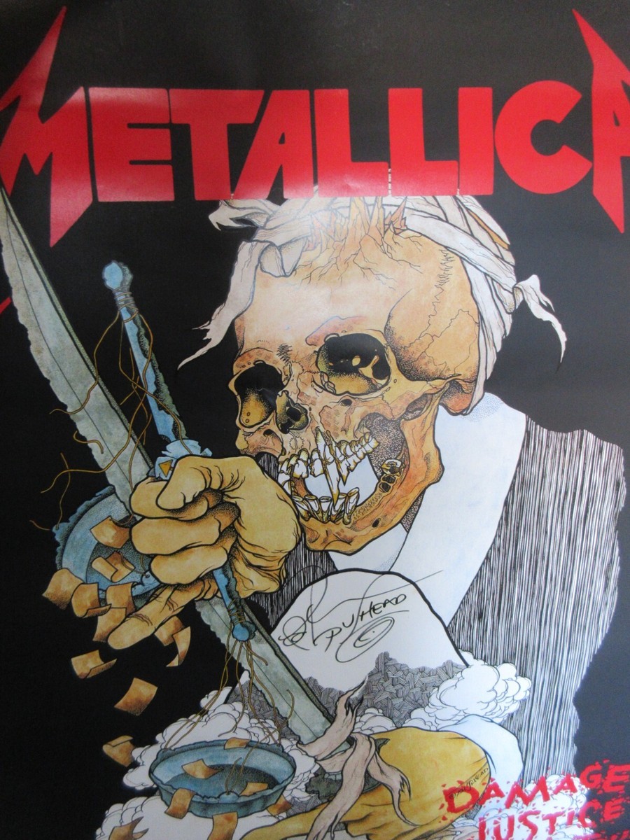 Metallica Damaged Justice 1989 Japan Tour Signed Promo Poster