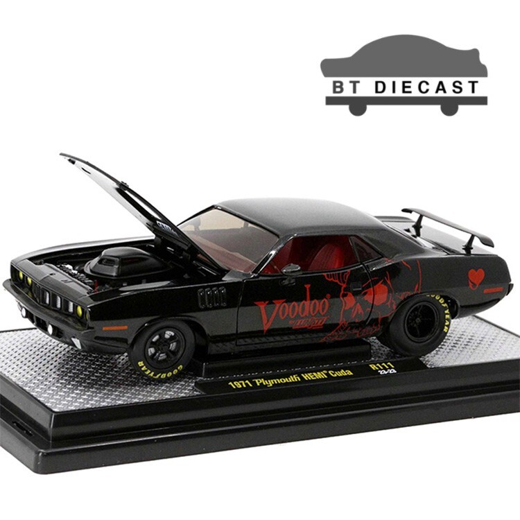 M2 MACHINES 1971 PLYMOUTH HEMI CUDA 1/24 VOODOO METALLIC BLACK