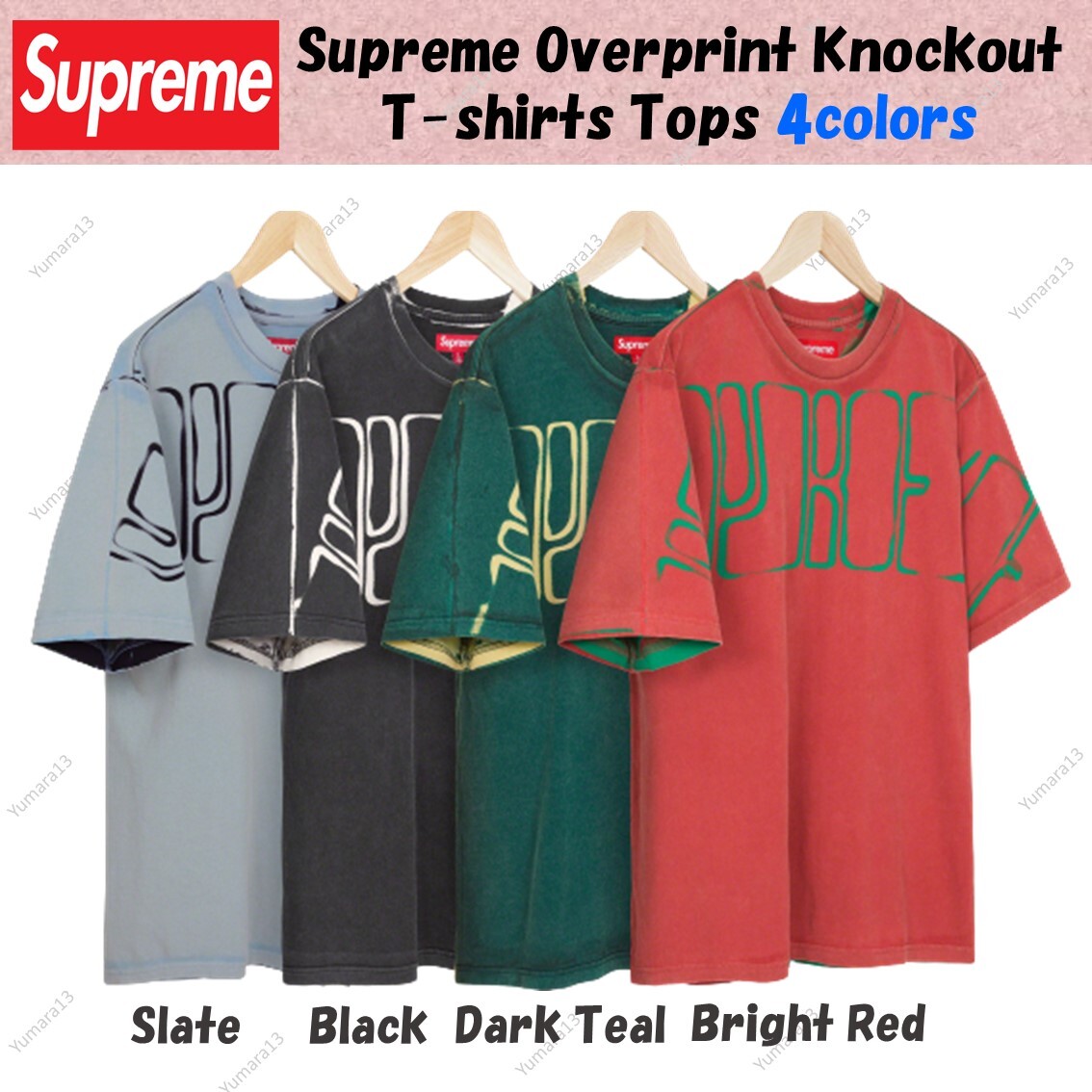Supreme Overprint Knockout T-shirts S/S Tops 4colors FW23 Size S