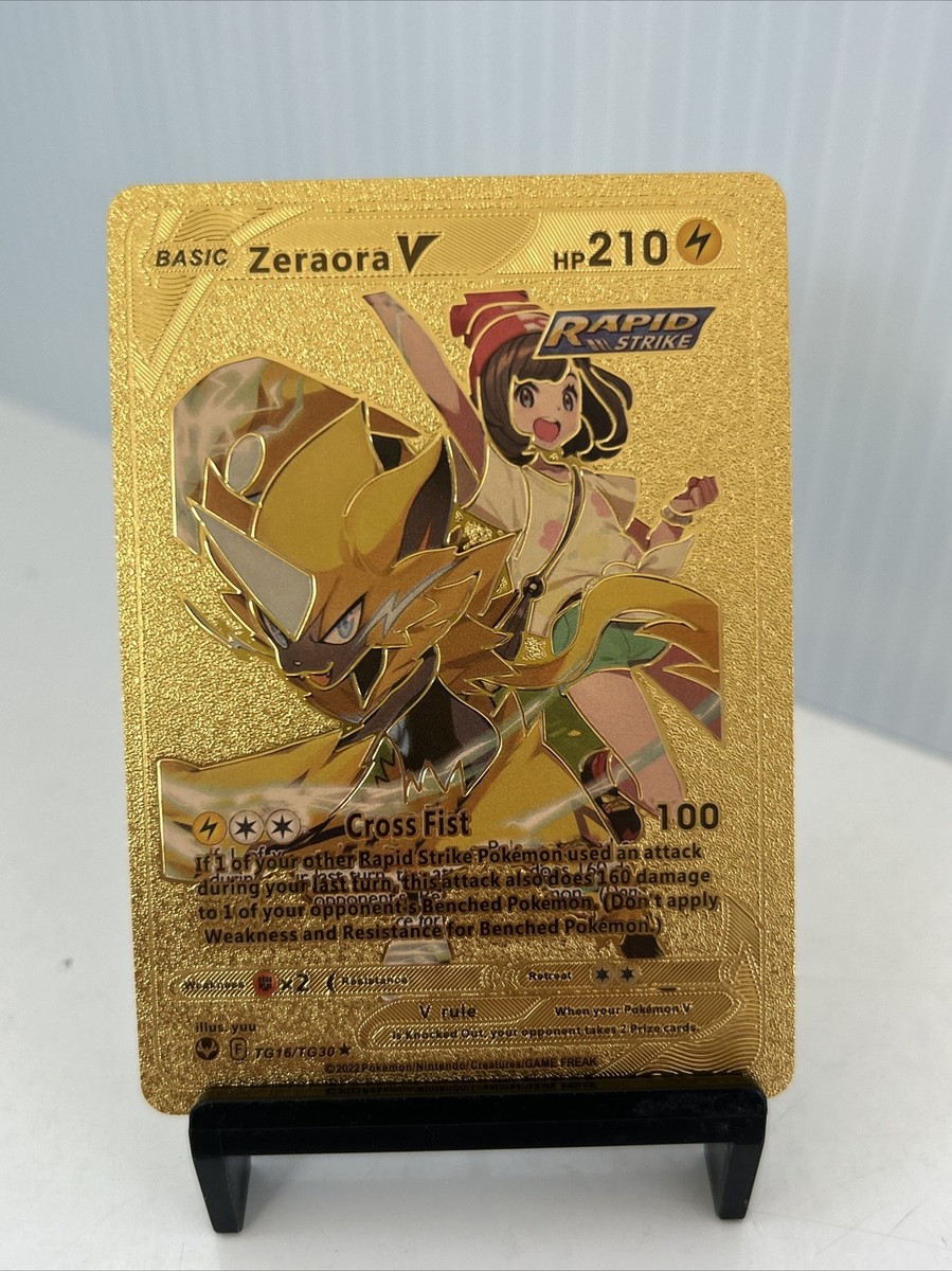 Zeraora V Gold Toned Foil Pokemon Card Fan Art Display Card HP210
