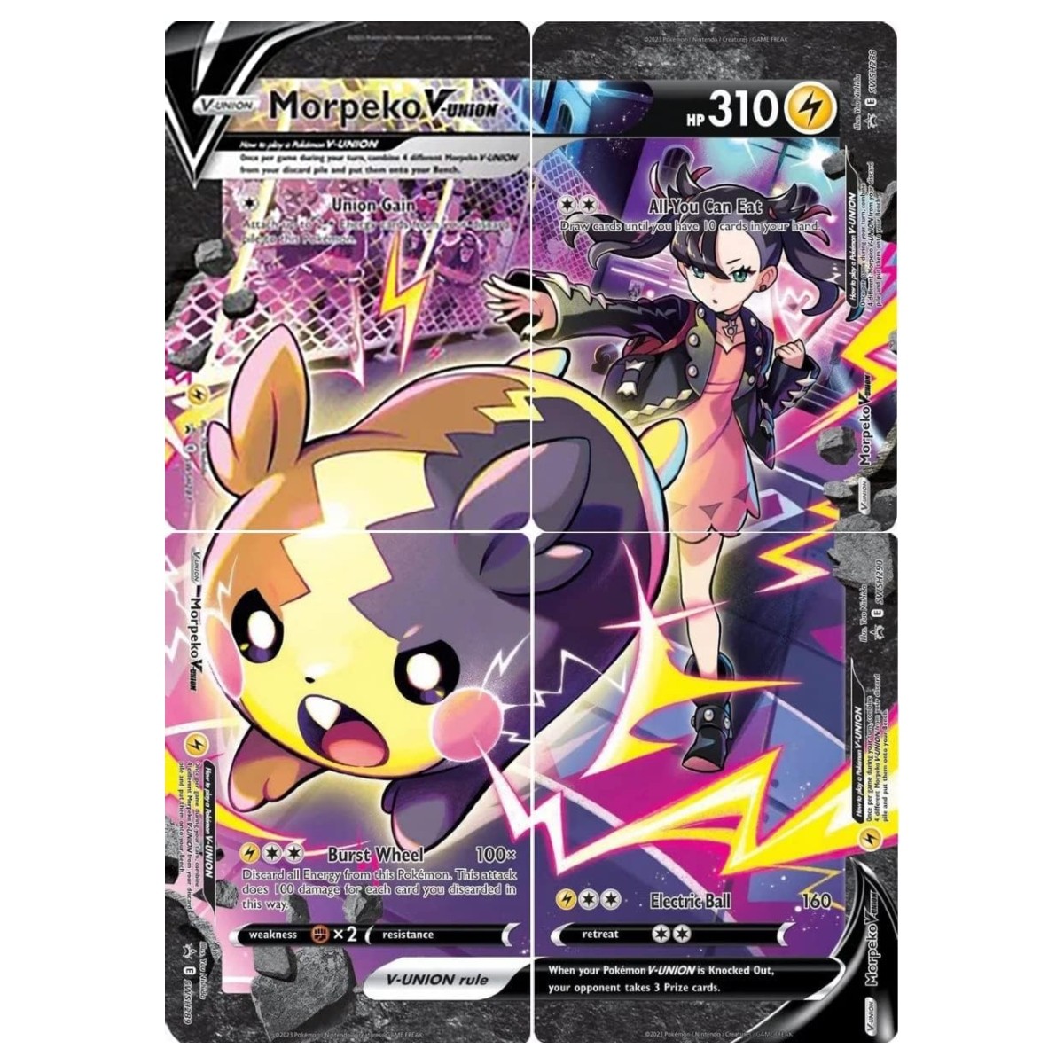 Morpeko V-Union Pokemon Crown Zenith Black Star Promo 4 Card Set +