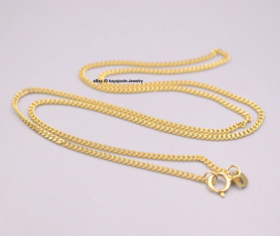 Pure Au750 18K Yellow Gold Chain 1.2mm Curb Link Necklace 2.1-2.3g
