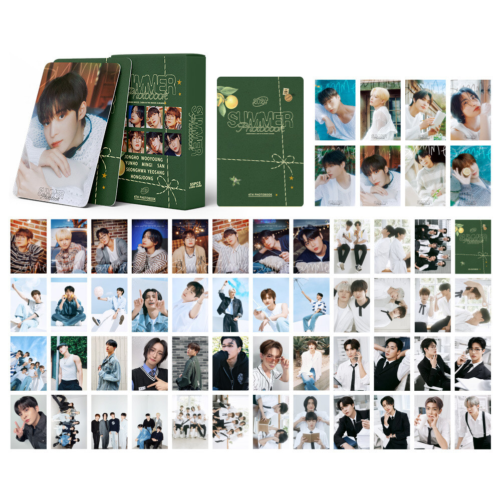 55pcs Kpop Ateez Paper Lomo Photo Cards Summer Photobook