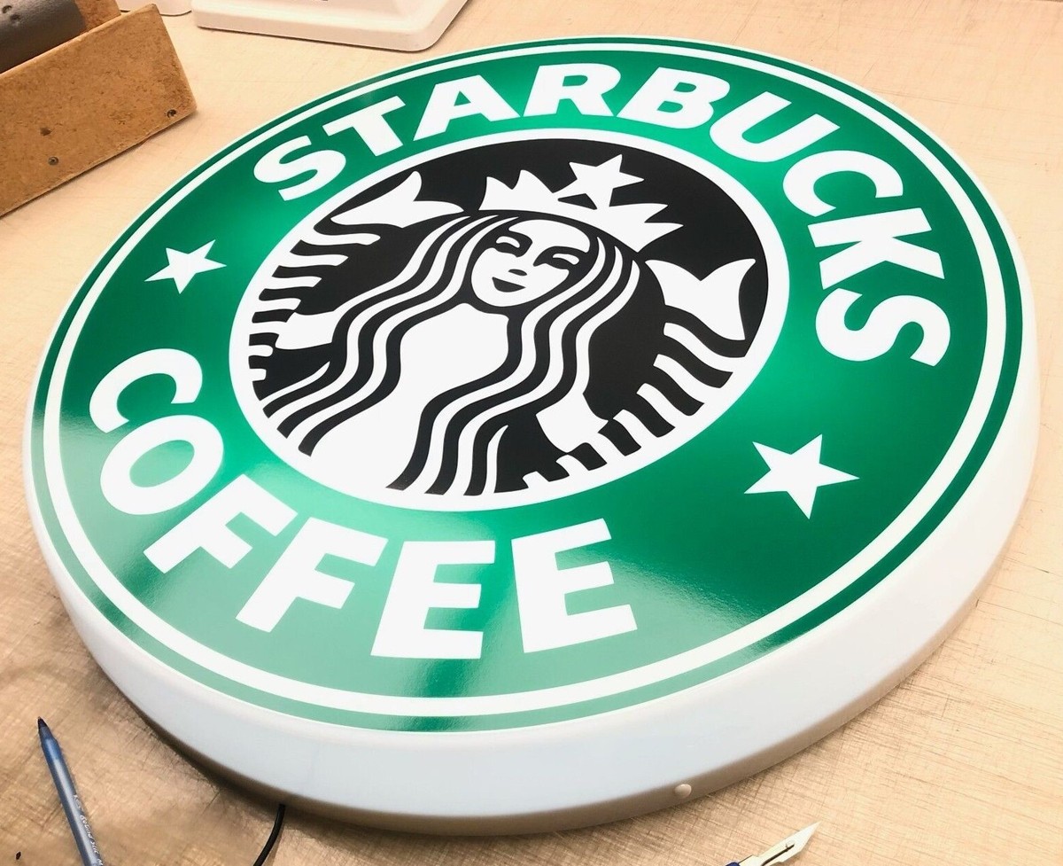 STARBUCKS illuminated wall sign led light box coffee sign man cave