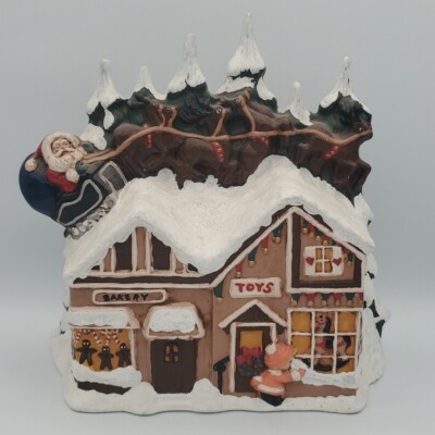 Ceramic Painted Christmas Village Bakery And Toy Store | eBay
