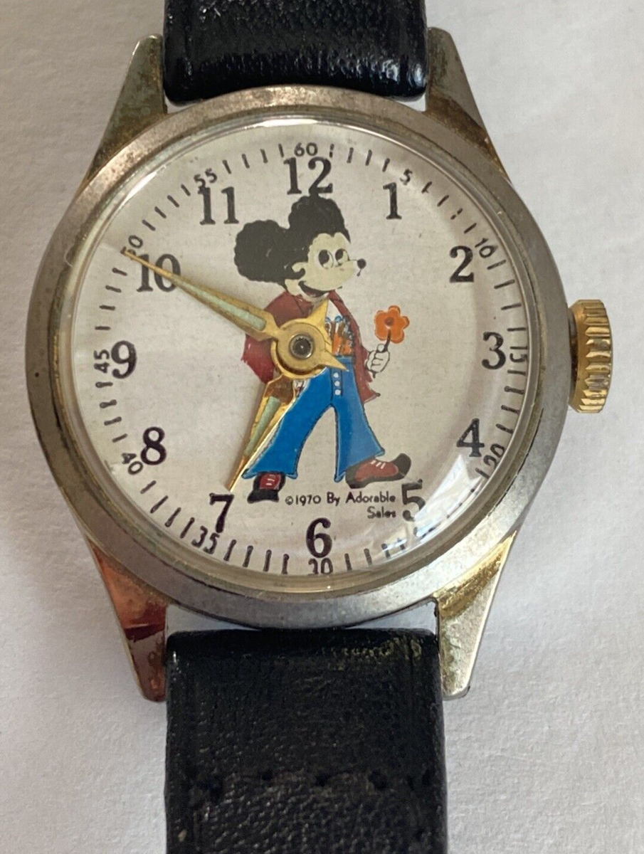 1970 Mickey Mouse Disco Mickey Watch Swiss Made by Adorable Sales