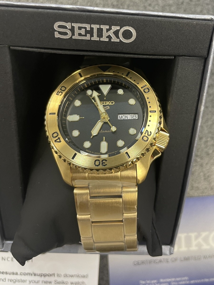 SEIKO 5 PROSPEX AUTOMATIC SRPK18 GOLD-TONE WATCH NEW With TAG MADE
