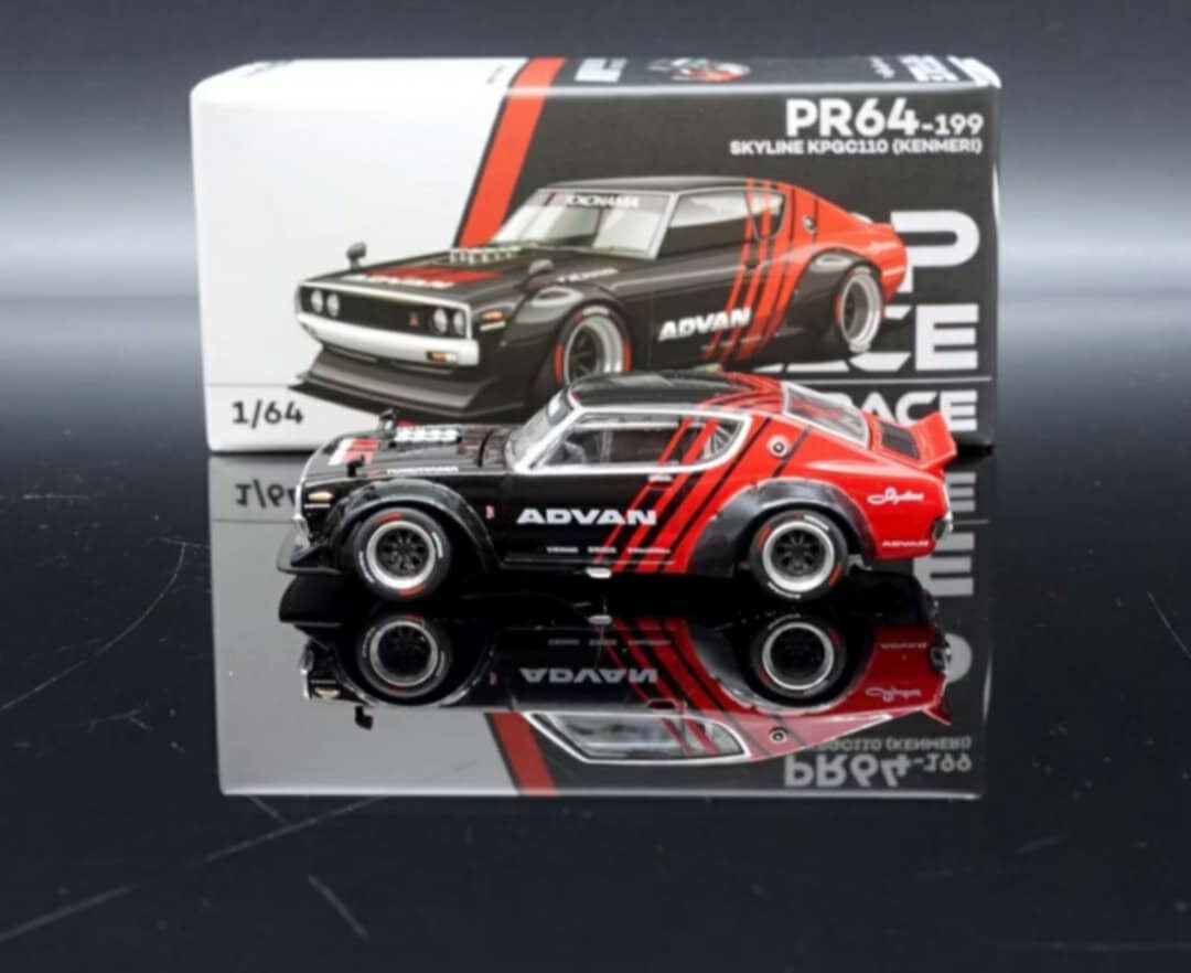 POP RACE NISSAN SKYLINE GT-R DRIFT ADVAN KPGC110 PR64-199 ~ 1/64