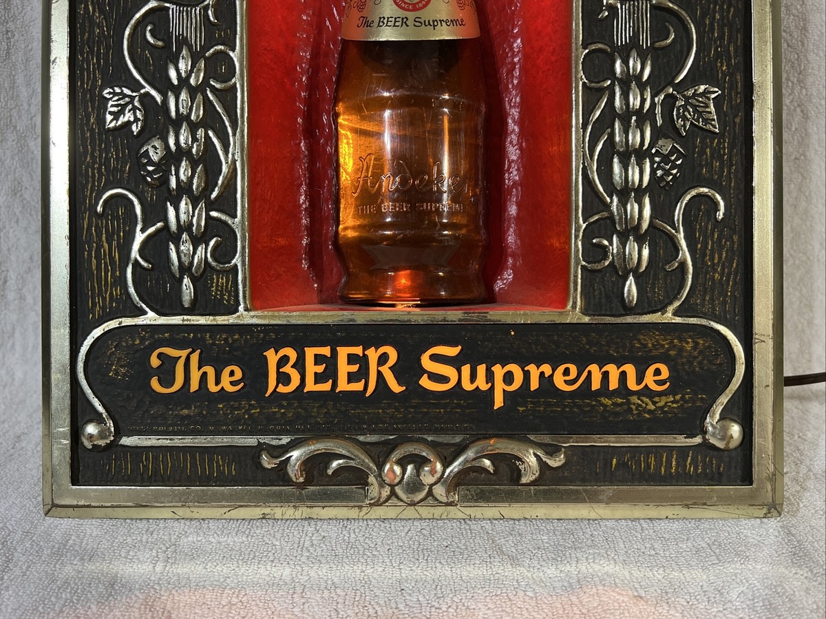 VINTAGE PABST ANDEKER OF AMERICA THE BEER SUPREME LIGHT UP SIGN 10