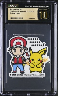 CGC PRISTINE 10 RED & PIKACHU B-SIDE LABEL POKEMON STICKERS 2025