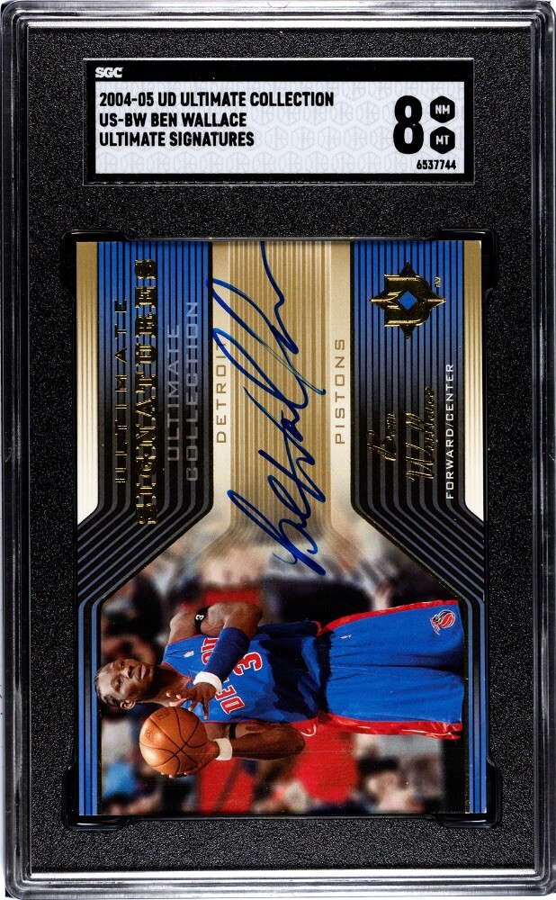 2004-05 Ben Wallace Auto UD Ultimate Collection SGC 8 PSA Pistons