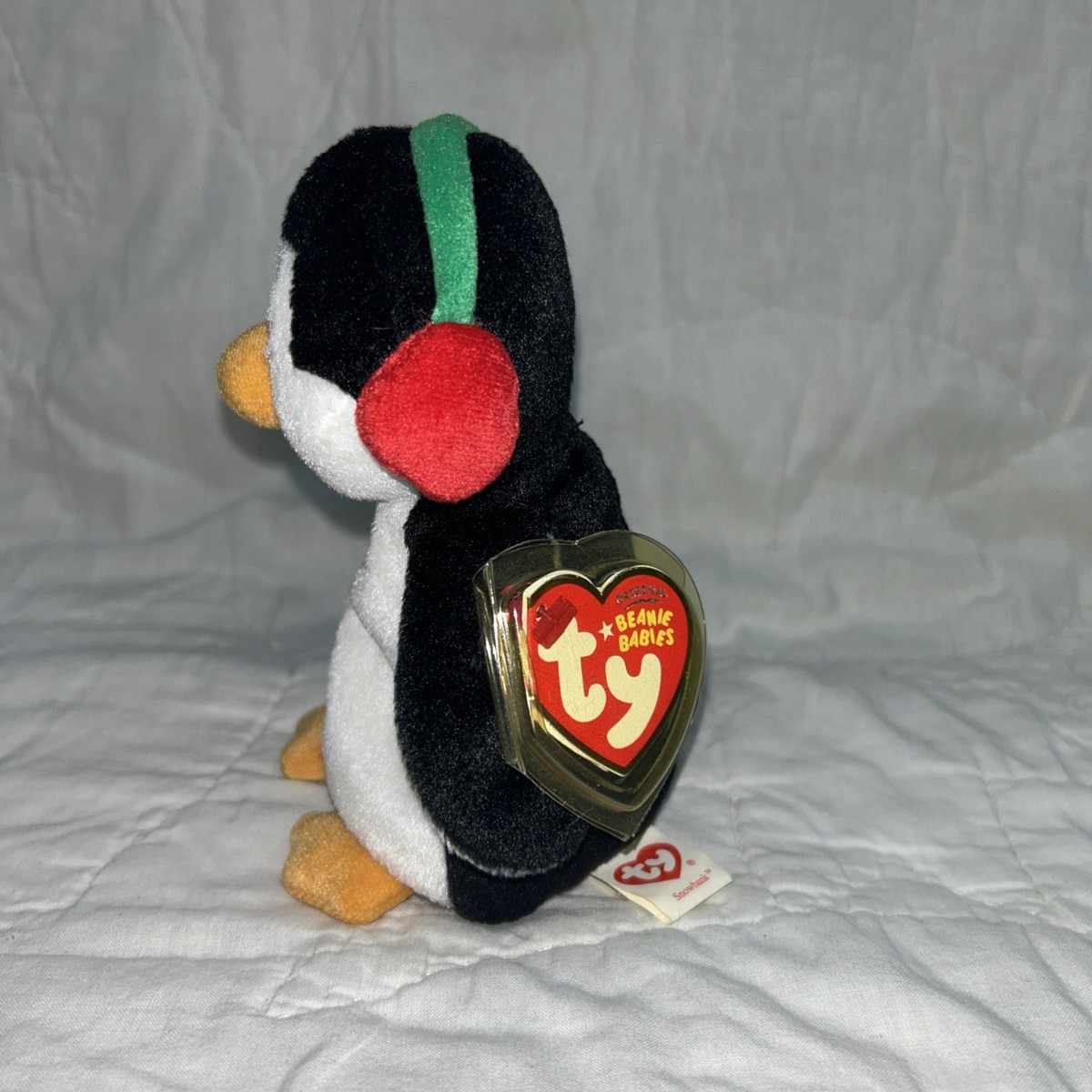 Snowbank 2008 Ty Beanie Babie Christmas Holiday 6in Penguin 3up