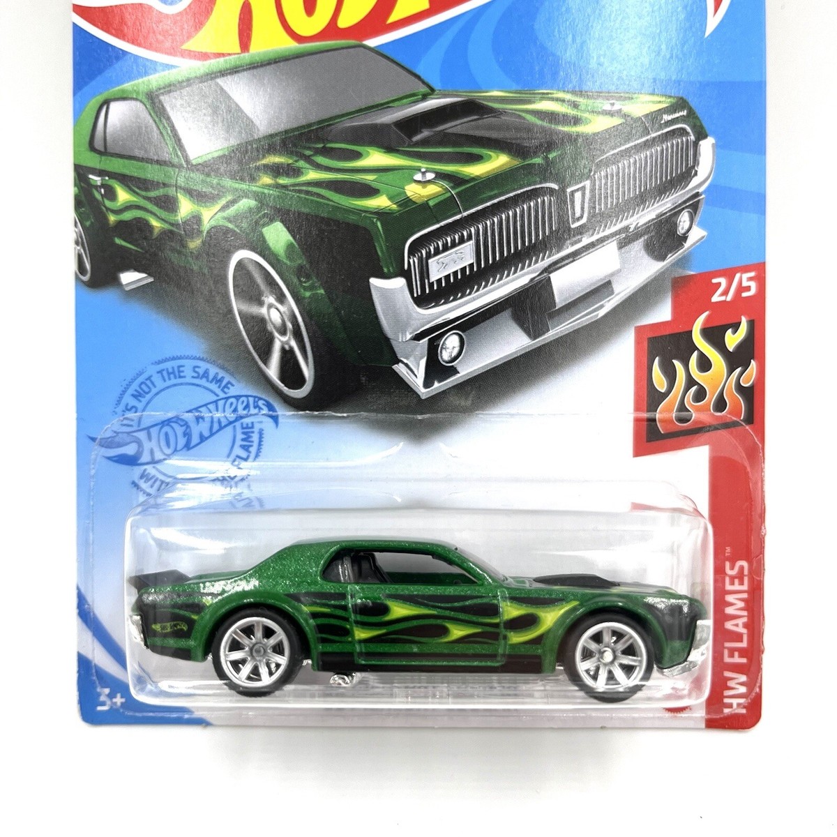 Hot Wheels '68 Mercury Cougar Green HW Flames CUSTOM REAL RIDER