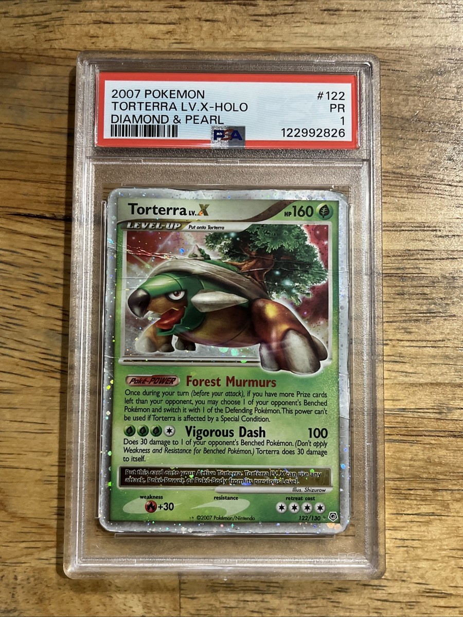 GRADED PSA 1 2007 Pokemon Torterra LV.X-Holo Diamond & Pearl #122