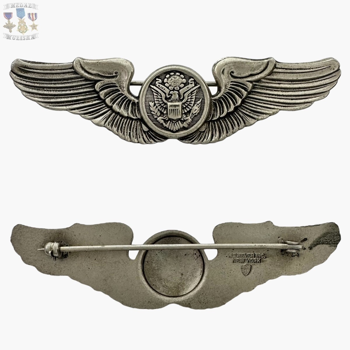 WWII U.S. ARMY AIR FORCES AIR CREW WINGS PIN-BACK N.S. MEYER INC