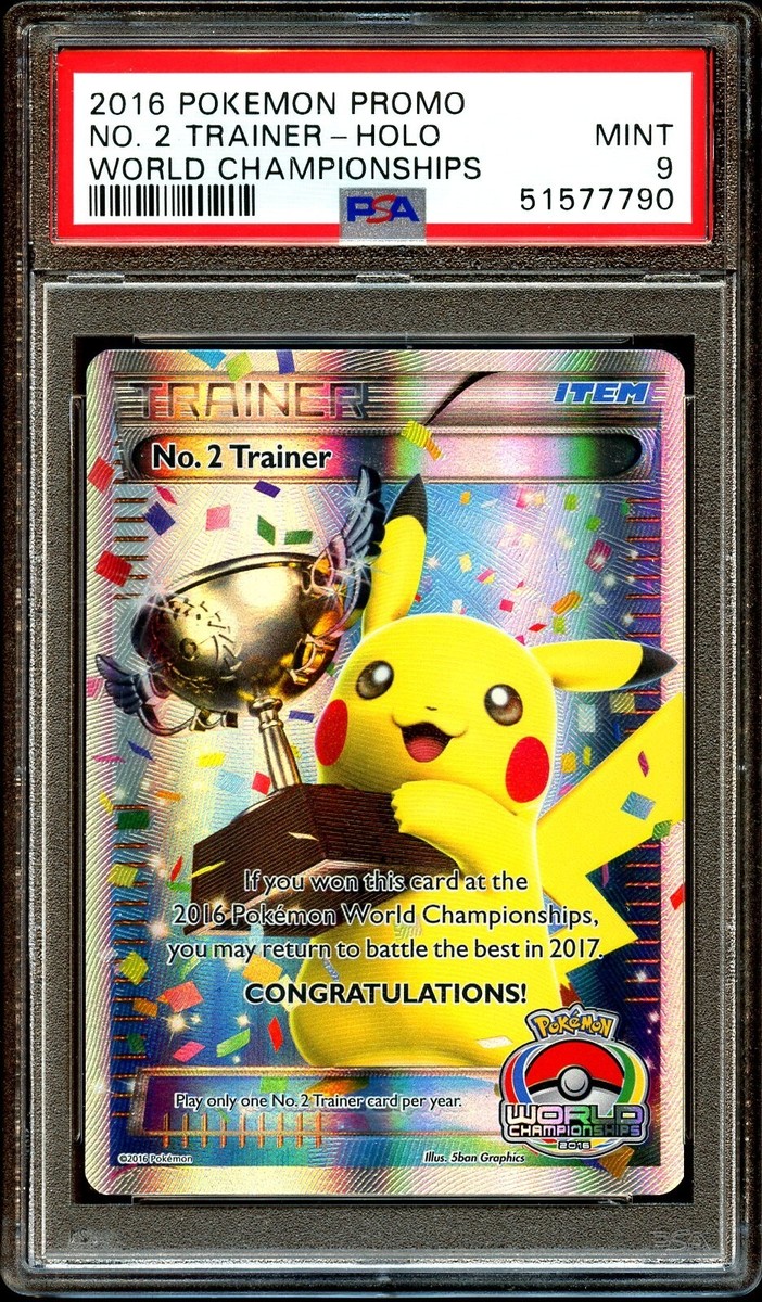 PSA 9 MINT No. 2 TRAINER 2016 Worlds TROPHY Pikachu FULL ART
