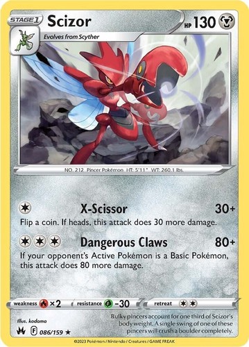 Scizor 086/159 Non Holo Rare Crown Zenith Pokemon Card NM | eBay
