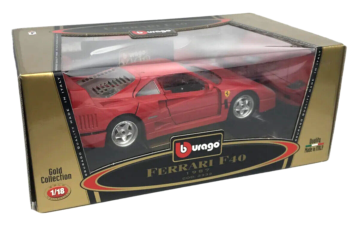 Bburago 1:18 Diecast Model Car 1987 Ferrari F40 Gold Collection