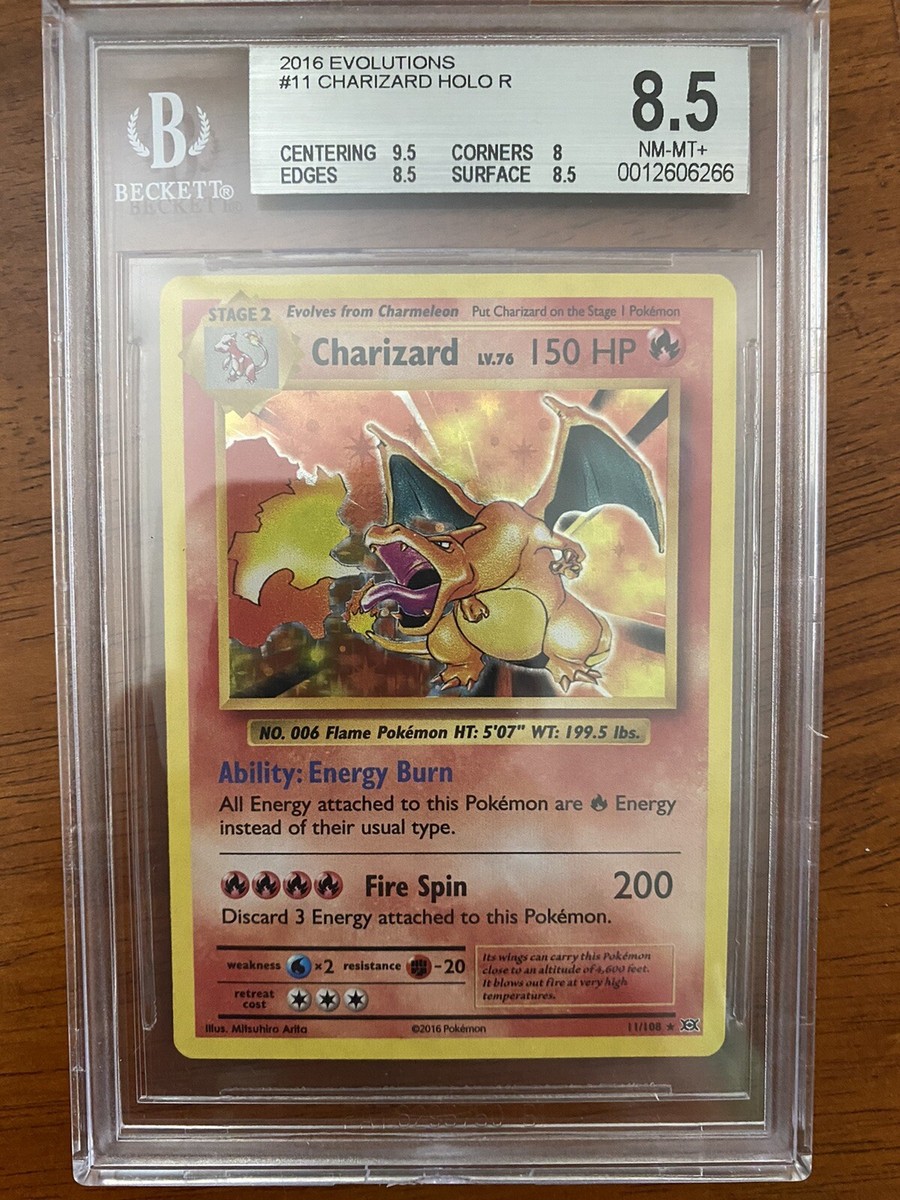 Beckett 8.5 NM Charizard Green Flame Holofoil 11/108 Pokemon 2016