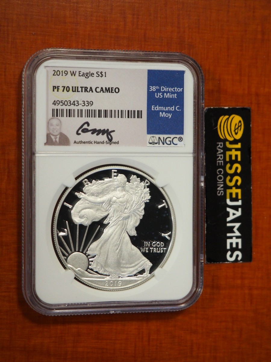 2019 W PROOF SILVER EAGLE NGC PF70 ULTRA CAMEO EDMUND MOY HAND