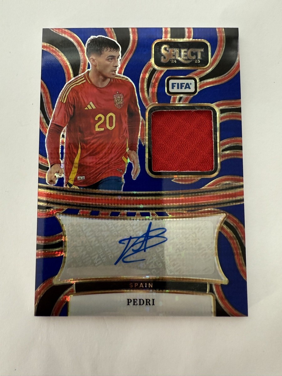 2024-25 Panini Select FIFA Pedri #AM-P Patch Auto Blue Pulsar