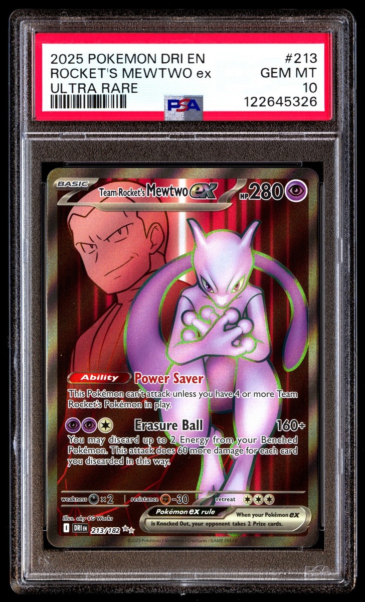 PSA 10 Rocket's Mewtwo EX 213 Pokemon Dri En Destined Rivals 2025