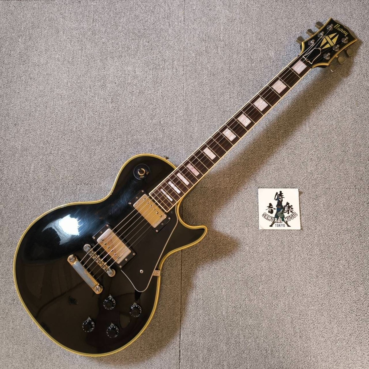 Burny Les Paul Custom Black RLC-60 Electric Guitar Diamond Inlay