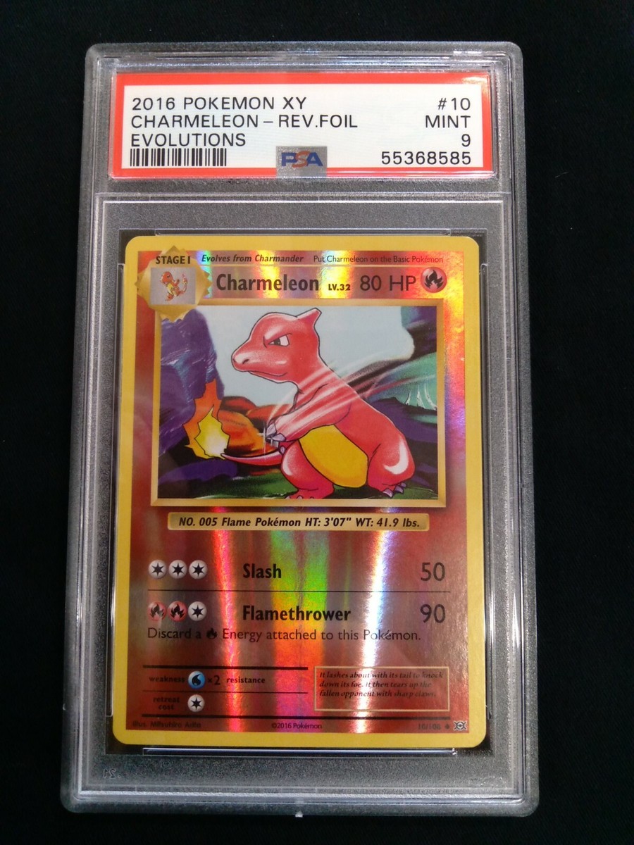 Graded PSA 9 2016 Pokemon XY CHARMELEON #10 REV.FOIL Evolutions