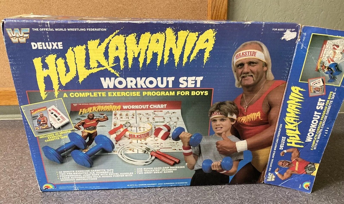 1985 LJN WWF Hulk Hogan's Hulkamania Deluxe Workout Set Empty Box