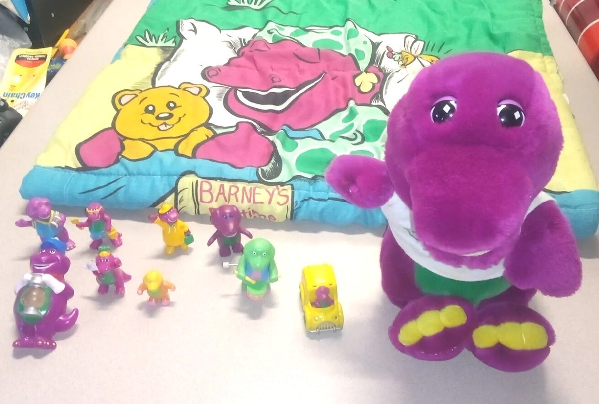 Barney Vintage 1992 Sleeping Bag, Plush And Shirt, PVC Toy