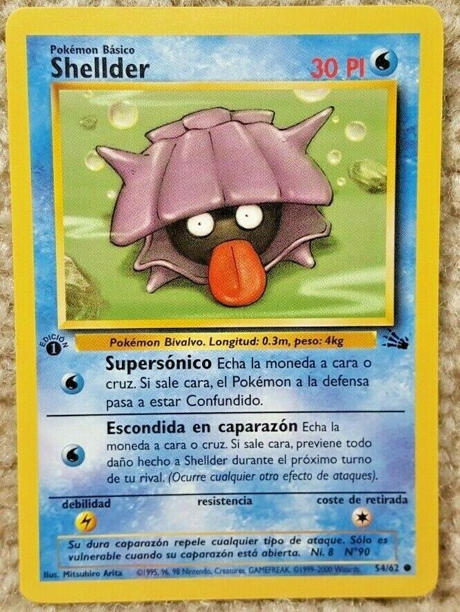 1999 Pokemon Card Fossil Set Shellder 54/62 Spanish 1st Edition | eBay