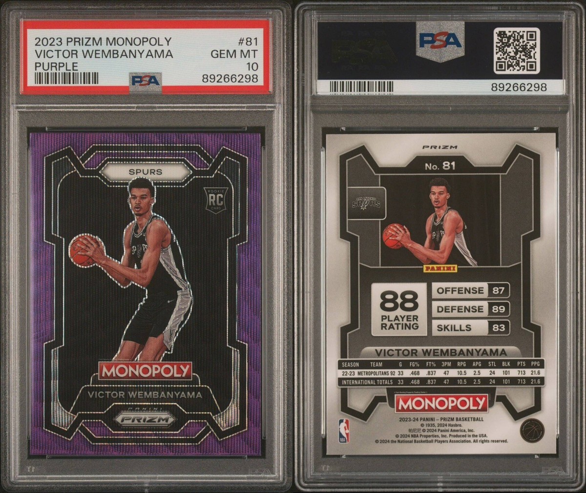 PSA 10 2023-24 Panini Prizm Victor Wembanyama RC Purple Wave