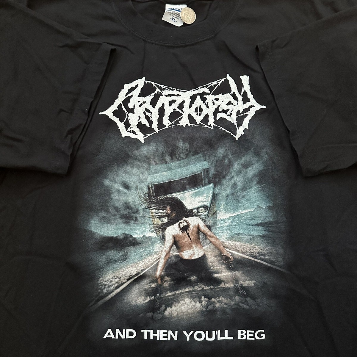Vintage Cryptopsy and Then You'll Beg Black Tee T-Shirt XL Death