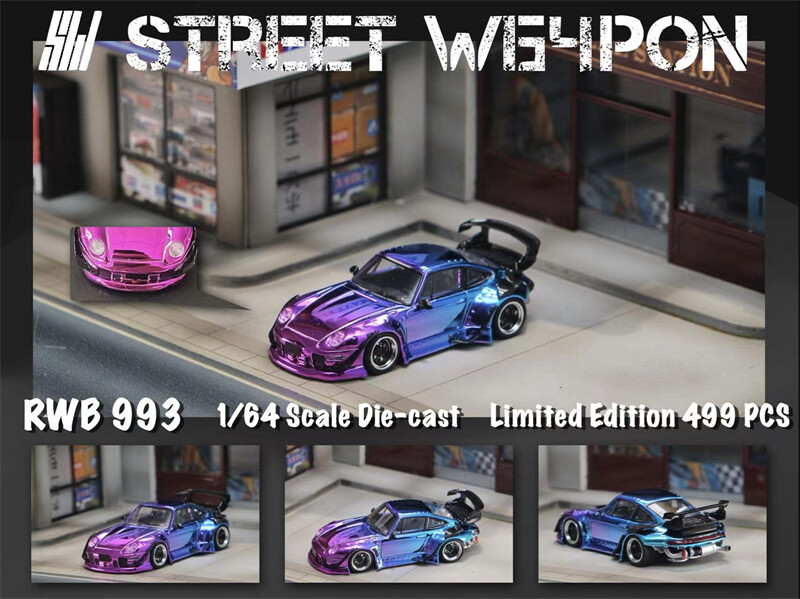Street Weapon SW 1:64 RWB 993 Chromed Gradient Diecast Model Car