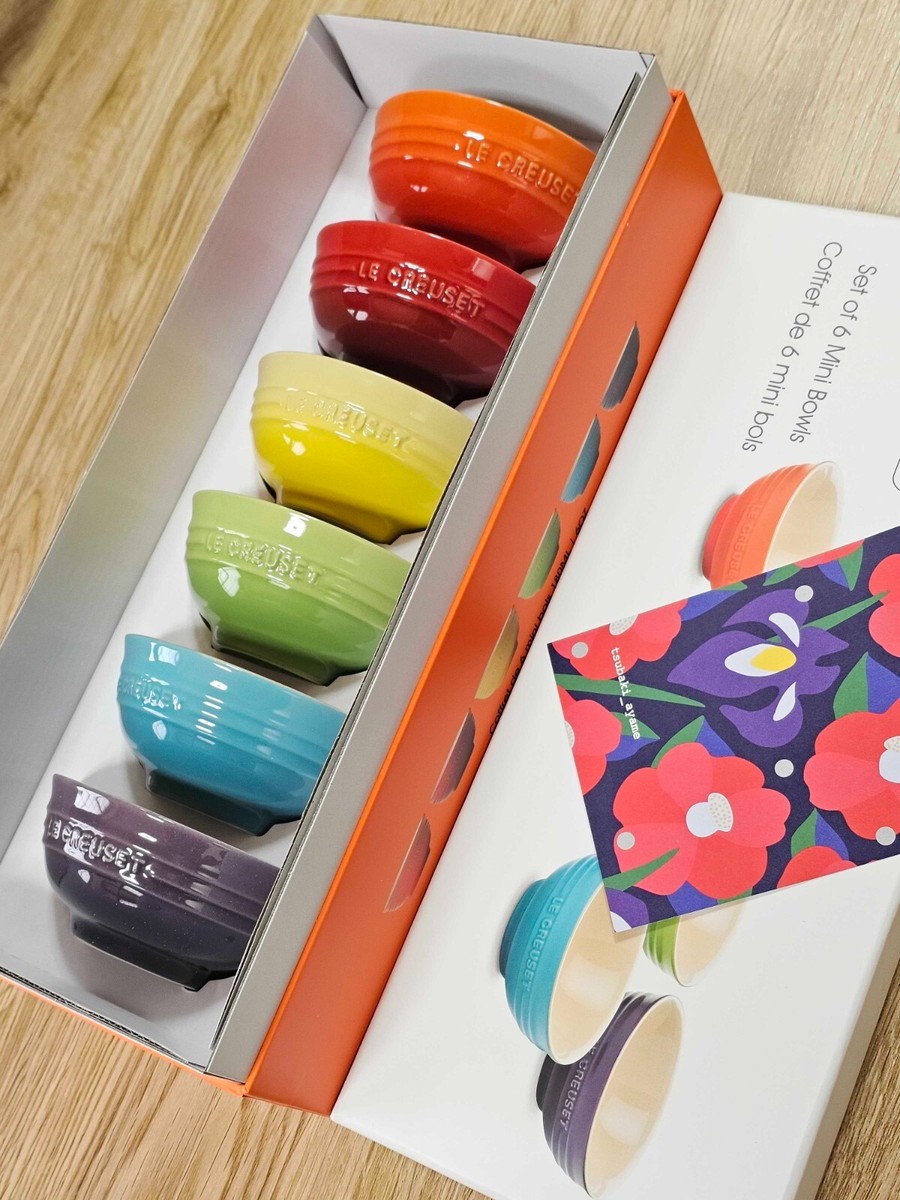 Le Creuset Bowl set of 6 Mini Bawl Rainbow Multicolored Stoneware