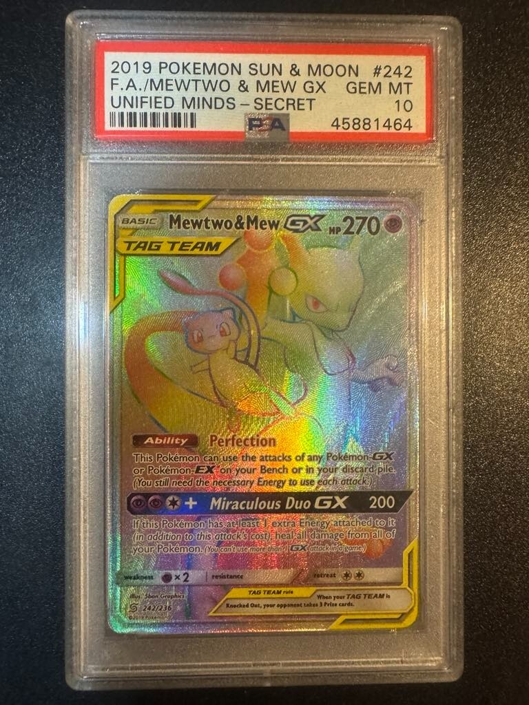 Mewtwo & Mew GX 242/236 Unified Minds PSA 10 GEM MINT Pokemon Card