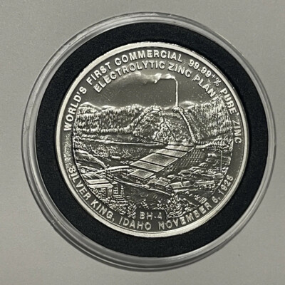 1982 Bunker Hill BH-4 Zinc Plant Coin 1 Troy Oz .999 Fine Silver