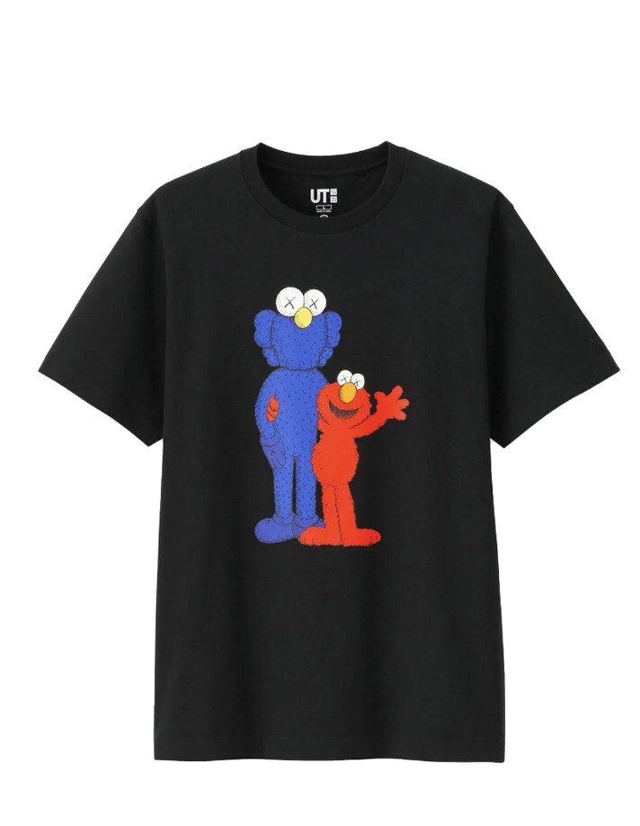 Kaws Sesame Street Black Shirt L Large Uniqlo BFF Elmo Cookie
