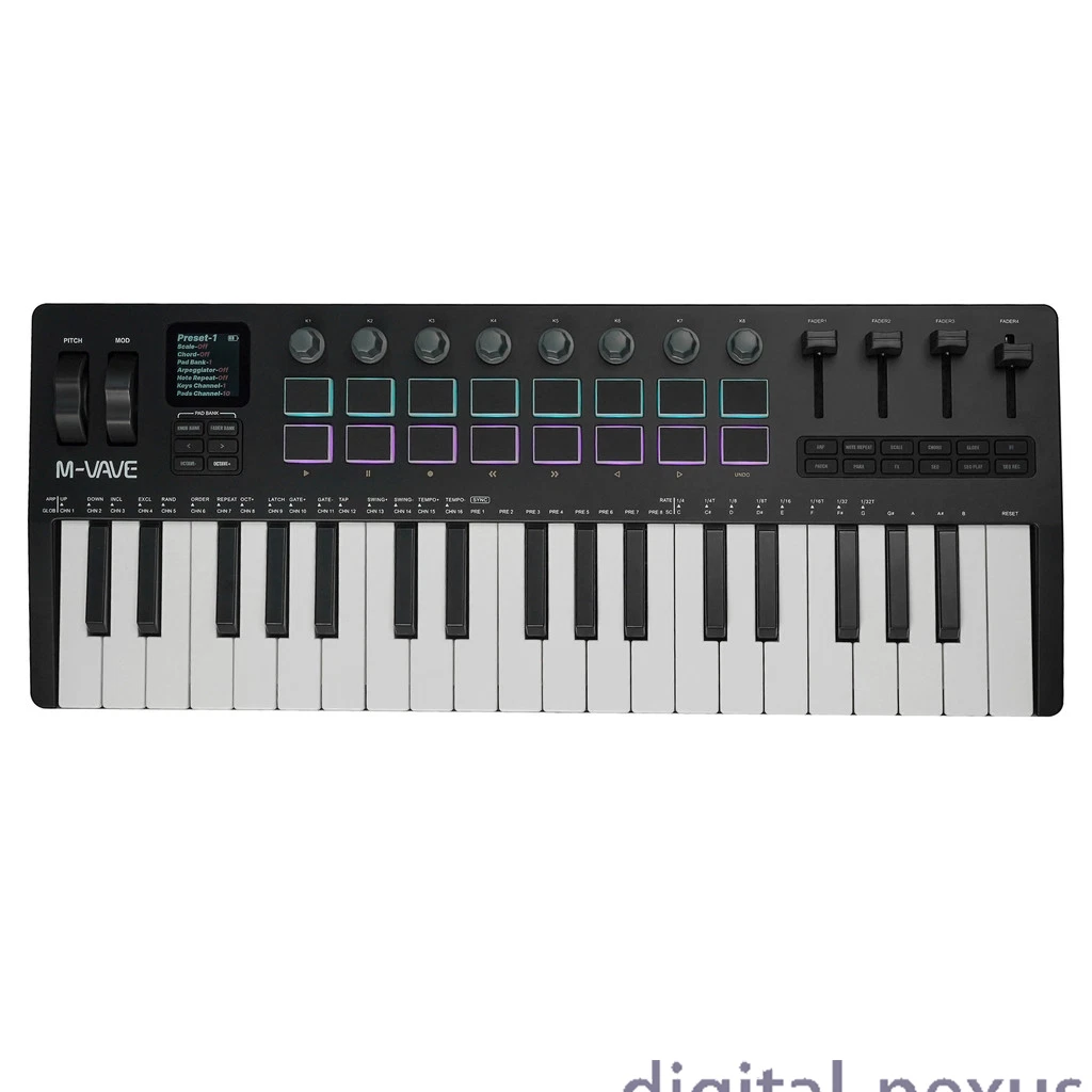 M-VAVE SMK-37 PRO 37-Key MIDI Keyboard 16 RGB Drum Pads Wireless