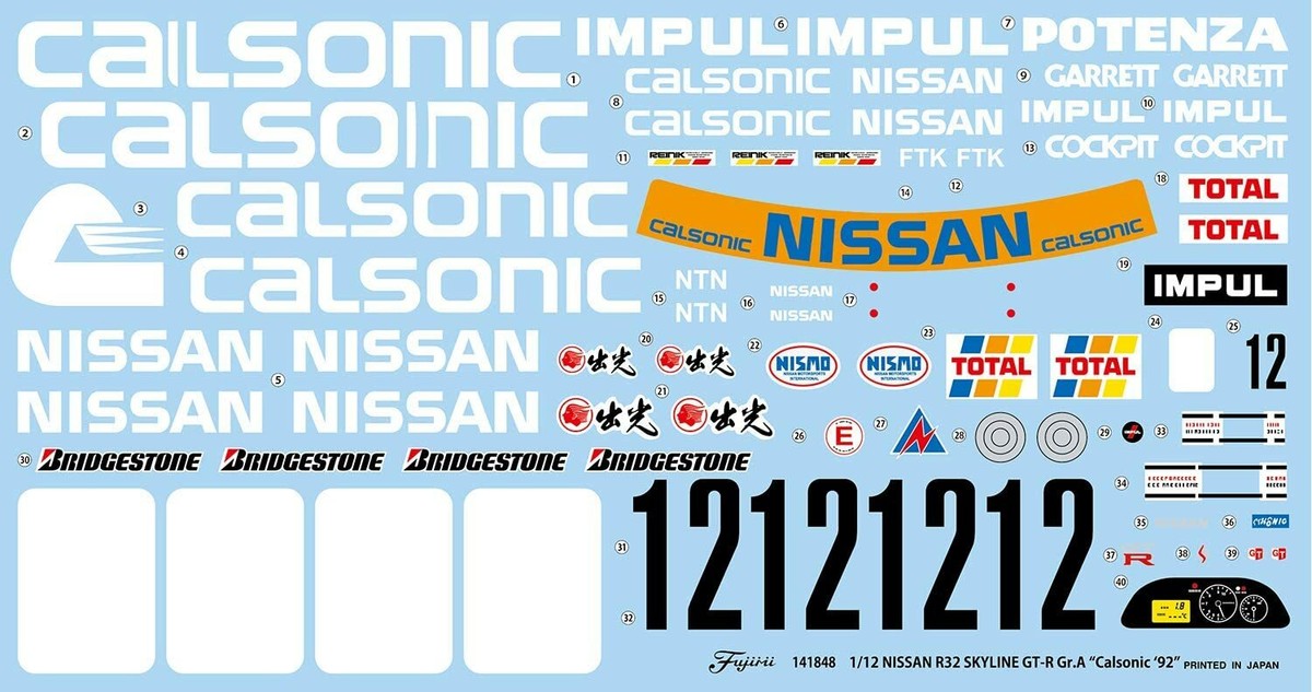 Big size Fujimi 1/12 Nissan Skyline GT-R Gr.A Calsonic '92 BNR32